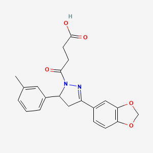 4-[3-(2H-1,3-benzodioxol-5-yl)-5-(3-methylphenyl)-4,5-dihydro-1H-pyrazol-1-yl]-4-oxobutanoic acid