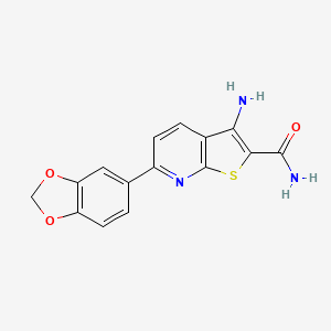 molecular formula C15H11N3O3S B12212113 3-Amino-6-(1,3-benzodioxol-5-yl)thieno[2,3-b]pyridine-2-carboxamide 