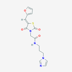 molecular formula C16H16N4O4S B12212119 2-[(5Z)-5-(furan-2-ylmethylidene)-2,4-dioxo-1,3-thiazolidin-3-yl]-N-[3-(1H-imidazol-1-yl)propyl]acetamide 