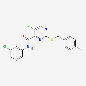 5-chloro-N-(3-chlorophenyl)-2-[(4-fluorobenzyl)sulfanyl]pyrimidine-4-carboxamide