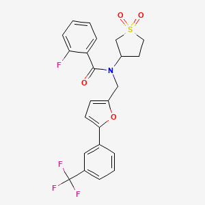 molecular formula C23H19F4NO4S B12212185 N-(1,1-dioxidotetrahydrothiophen-3-yl)-2-fluoro-N-({5-[3-(trifluoromethyl)phenyl]furan-2-yl}methyl)benzamide 