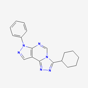 molecular formula C18H18N6 B12212188 3-cyclohexyl-7-phenyl-7H-pyrazolo[4,3-e][1,2,4]triazolo[4,3-c]pyrimidine 