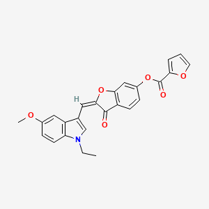 molecular formula C25H19NO6 B12212192 (2E)-2-[(1-ethyl-5-methoxy-1H-indol-3-yl)methylidene]-3-oxo-2,3-dihydro-1-benzofuran-6-yl furan-2-carboxylate 