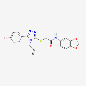 molecular formula C20H17FN4O3S B12212218 N-(1,3-benzodioxol-5-yl)-2-{[5-(4-fluorophenyl)-4-(prop-2-en-1-yl)-4H-1,2,4-triazol-3-yl]sulfanyl}acetamide 