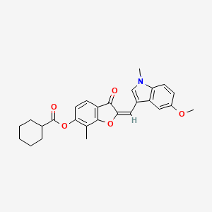 (2E)-2-[(5-methoxy-1-methyl-1H-indol-3-yl)methylidene]-7-methyl-3-oxo-2,3-dihydro-1-benzofuran-6-yl cyclohexanecarboxylate