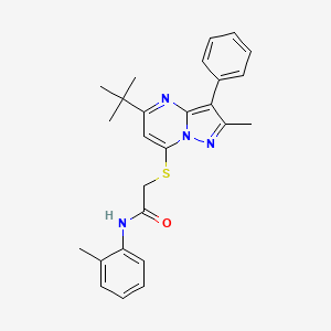 2-[(5-tert-butyl-2-methyl-3-phenylpyrazolo[1,5-a]pyrimidin-7-yl)sulfanyl]-N-(2-methylphenyl)acetamide