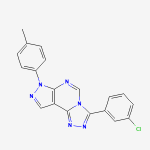 molecular formula C19H13ClN6 B12212306 5-(3-Chlorophenyl)-10-(4-methylphenyl)-3,4,6,8,10,11-hexaazatricyclo[7.3.0.0^{2,6}]dodeca-1(9),2,4,7,11-pentaene 