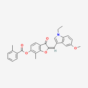 molecular formula C29H25NO5 B12212313 (2E)-2-[(1-ethyl-5-methoxy-1H-indol-3-yl)methylidene]-7-methyl-3-oxo-2,3-dihydro-1-benzofuran-6-yl 2-methylbenzoate 