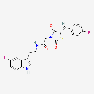 molecular formula C22H17F2N3O3S B12212352 2-[(5Z)-5-(4-fluorobenzylidene)-2,4-dioxo-1,3-thiazolidin-3-yl]-N-[2-(5-fluoro-1H-indol-3-yl)ethyl]acetamide 