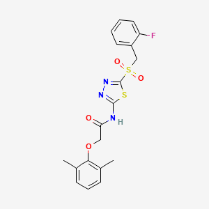 molecular formula C19H18FN3O4S2 B12212355 2-(2,6-dimethylphenoxy)-N-(5-((2-fluorobenzyl)sulfonyl)-1,3,4-thiadiazol-2-yl)acetamide 