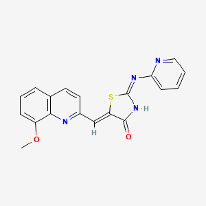 (2E,5Z)-5-[(8-methoxyquinolin-2-yl)methylidene]-2-(pyridin-2-ylimino)-1,3-thiazolidin-4-one