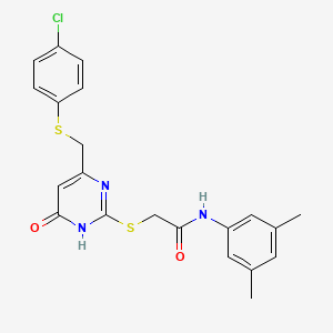 2-[(4-{[(4-chlorophenyl)sulfanyl]methyl}-6-hydroxypyrimidin-2-yl)sulfanyl]-N-(3,5-dimethylphenyl)acetamide