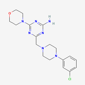 molecular formula C18H24ClN7O B12212451 4-{[4-(3-Chlorophenyl)piperazinyl]methyl}-6-morpholin-4-yl-1,3,5-triazine-2-yl amine 