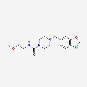 molecular formula C16H23N3O4 B12212462 4-(1,3-benzodioxol-5-ylmethyl)-N-(2-methoxyethyl)piperazine-1-carboxamide 