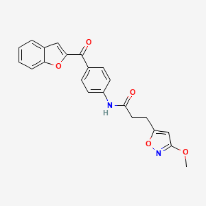 molecular formula C22H18N2O5 B12212466 N-[4-(1-benzofuran-2-ylcarbonyl)phenyl]-3-(3-methoxy-1,2-oxazol-5-yl)propanamide 