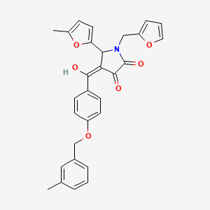 (4E)-1-(furan-2-ylmethyl)-4-(hydroxy{4-[(3-methylbenzyl)oxy]phenyl}methylidene)-5-(5-methylfuran-2-yl)pyrrolidine-2,3-dione