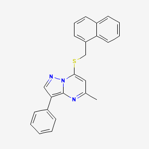 molecular formula C24H19N3S B12212487 5-Methyl-7-[(naphthalen-1-ylmethyl)sulfanyl]-3-phenylpyrazolo[1,5-a]pyrimidine 