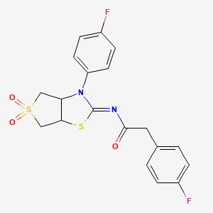 2-(4-fluorophenyl)-N-[(2E)-3-(4-fluorophenyl)-5,5-dioxidotetrahydrothieno[3,4-d][1,3]thiazol-2(3H)-ylidene]acetamide