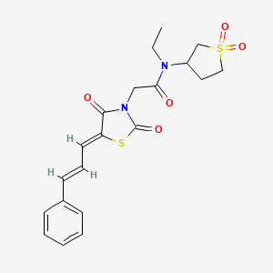 2-[(5Z)-2,4-dioxo-5-[(E)-3-phenylprop-2-enylidene]-1,3-thiazolidin-3-yl]-N-(1,1-dioxothiolan-3-yl)-N-ethylacetamide