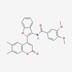 N-[2-(6,7-dimethyl-2-oxo-2H-chromen-4-yl)-1-benzofuran-3-yl]-3,4-dimethoxybenzamide