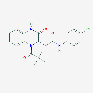 N-(4-chlorophenyl)-2-[1-(2,2-dimethylpropanoyl)-3-oxo-1,2,3,4-tetrahydroquinoxalin-2-yl]acetamide