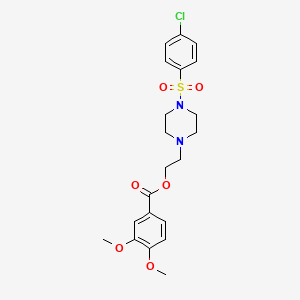 molecular formula C21H25ClN2O6S B12212564 2-{4-[(4-Chlorophenyl)sulfonyl]piperazinyl}ethyl 3,4-dimethoxybenzoate 