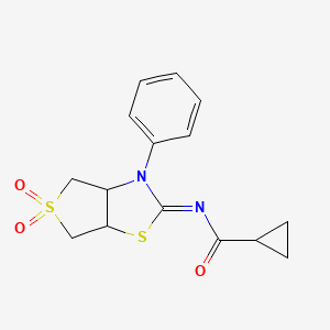 N-(5,5-dioxo-3-phenyl-3a,4,6,6a-tetrahydrothieno[3,4-d][1,3]thiazol-2-ylidene)cyclopropanecarboxamide