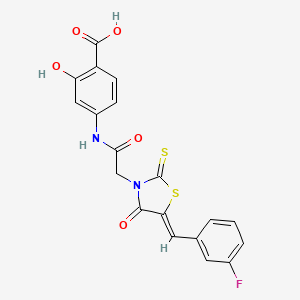 molecular formula C19H13FN2O5S2 B12212632 4-({[(5Z)-5-(3-fluorobenzylidene)-4-oxo-2-thioxo-1,3-thiazolidin-3-yl]acetyl}amino)-2-hydroxybenzoic acid 