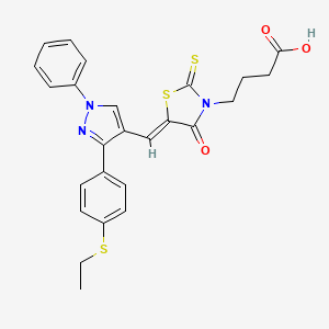 4-[(5Z)-5-({3-[4-(ethylsulfanyl)phenyl]-1-phenyl-1H-pyrazol-4-yl}methylidene)-4-oxo-2-thioxo-1,3-thiazolidin-3-yl]butanoic acid