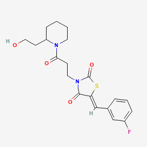 5-[(3-Fluorophenyl)methylene]-3-{3-[2-(2-hydroxyethyl)piperidyl]-3-oxopropyl}-1,3-thiazolidine-2,4-dione