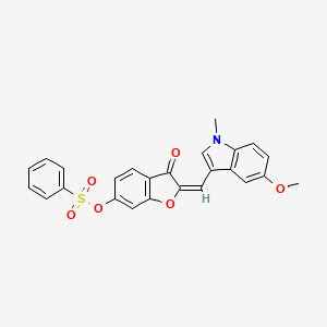 molecular formula C25H19NO6S B12212816 (2E)-2-[(5-methoxy-1-methyl-1H-indol-3-yl)methylidene]-3-oxo-2,3-dihydro-1-benzofuran-6-yl benzenesulfonate 