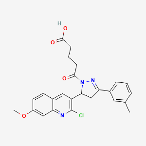 molecular formula C25H24ClN3O4 B12212828 1H-Pyrazole-1-pentanoic acid, 5-(2-chloro-7-methoxy-3-quinolinyl)-4,5-dihydro-3-(3-methylphenyl)-delta-oxo- CAS No. 1785760-99-7