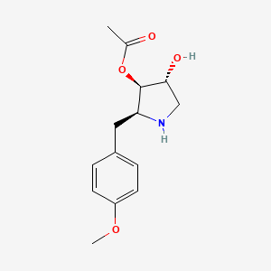 molecular formula C14H19NO4 B1221285 3,4-Pyrrolidinediol, 2-(p-methoxybenzyl)-, 3-acetate, (2S,3R,4R)- CAS No. 27958-09-4
