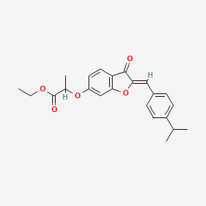 molecular formula C23H24O5 B12212863 ethyl 2-({(2Z)-3-oxo-2-[4-(propan-2-yl)benzylidene]-2,3-dihydro-1-benzofuran-6-yl}oxy)propanoate 