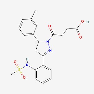 molecular formula C21H23N3O5S B12212901 4-[3-(2-methanesulfonamidophenyl)-5-(3-methylphenyl)-4,5-dihydro-1H-pyrazol-1-yl]-4-oxobutanoic acid 