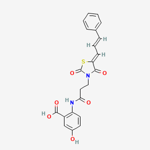 2-[(3-{(5Z)-2,4-dioxo-5-[(2E)-3-phenylprop-2-en-1-ylidene]-1,3-thiazolidin-3-yl}propanoyl)amino]-5-hydroxybenzoic acid