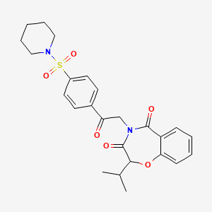 molecular formula C25H28N2O6S B12212913 4-{2-oxo-2-[4-(piperidin-1-ylsulfonyl)phenyl]ethyl}-2-(propan-2-yl)-1,4-benzoxazepine-3,5(2H,4H)-dione 