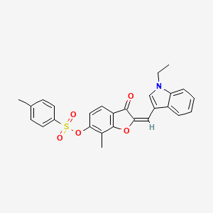 molecular formula C27H23NO5S B12212924 (2E)-2-[(1-ethyl-1H-indol-3-yl)methylidene]-7-methyl-3-oxo-2,3-dihydro-1-benzofuran-6-yl 4-methylbenzenesulfonate 