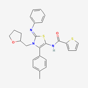 N-[(2E)-4-(4-methylphenyl)-2-(phenylimino)-3-(tetrahydrofuran-2-ylmethyl)-2,3-dihydro-1,3-thiazol-5-yl]thiophene-2-carboxamide