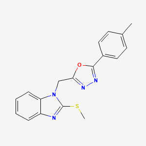 molecular formula C18H16N4OS B12212930 1-{[5-(4-methylphenyl)-1,3,4-oxadiazol-2-yl]methyl}-2-(methylsulfanyl)-1H-benzimidazole 