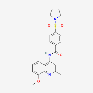 molecular formula C22H23N3O4S B12212941 N-(8-methoxy-2-methylquinolin-4-yl)-4-(pyrrolidin-1-ylsulfonyl)benzamide 