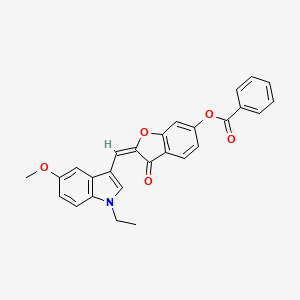 (2E)-2-[(1-ethyl-5-methoxy-1H-indol-3-yl)methylidene]-3-oxo-2,3-dihydro-1-benzofuran-6-yl benzoate