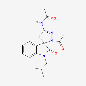 N-[3-acetyl-6-(2-methylpropyl)-7-oxospiro[1,3,4-thiadiazoline-2,3'-indoline]-5-yl]acetamide