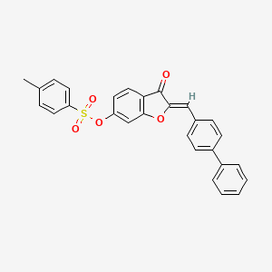 (2Z)-2-(biphenyl-4-ylmethylidene)-3-oxo-2,3-dihydro-1-benzofuran-6-yl 4-methylbenzenesulfonate