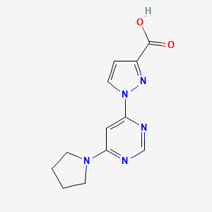 molecular formula C12H13N5O2 B12213067 1-[6-(pyrrolidin-1-yl)pyrimidin-4-yl]-1H-pyrazole-3-carboxylic acid 