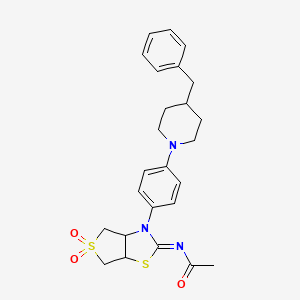 molecular formula C25H29N3O3S2 B12213164 N-[(2Z)-3-[4-(4-benzylpiperidin-1-yl)phenyl]-5,5-dioxidotetrahydrothieno[3,4-d][1,3]thiazol-2(3H)-ylidene]acetamide 