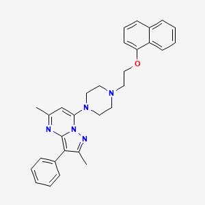 molecular formula C30H31N5O B12213194 1-{2,5-Dimethyl-3-phenylpyrazolo[1,5-a]pyrimidin-7-yl}-4-[2-(naphthalen-1-yloxy)ethyl]piperazine 