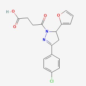 molecular formula C17H15ClN2O4 B12213210 4-[3-(4-chlorophenyl)-5-(furan-2-yl)-4,5-dihydro-1H-pyrazol-1-yl]-4-oxobutanoic acid 