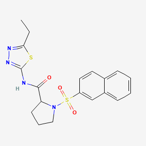 molecular formula C19H20N4O3S2 B12213247 (E)-N-(5-ethyl-1,3,4-thiadiazol-2(3H)-ylidene)-1-(naphthalen-2-ylsulfonyl)prolinamide 