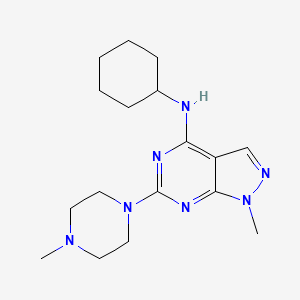 molecular formula C17H27N7 B12213260 N-cyclohexyl-1-methyl-6-(4-methylpiperazin-1-yl)-1H-pyrazolo[3,4-d]pyrimidin-4-amine 